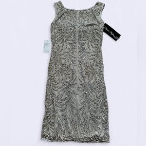 Pisarro Nights Silver Beaded Mini Dress